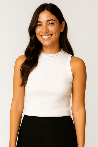 Yasmine Tanktop Gerippt - Tops - Weiß - Müller Mode